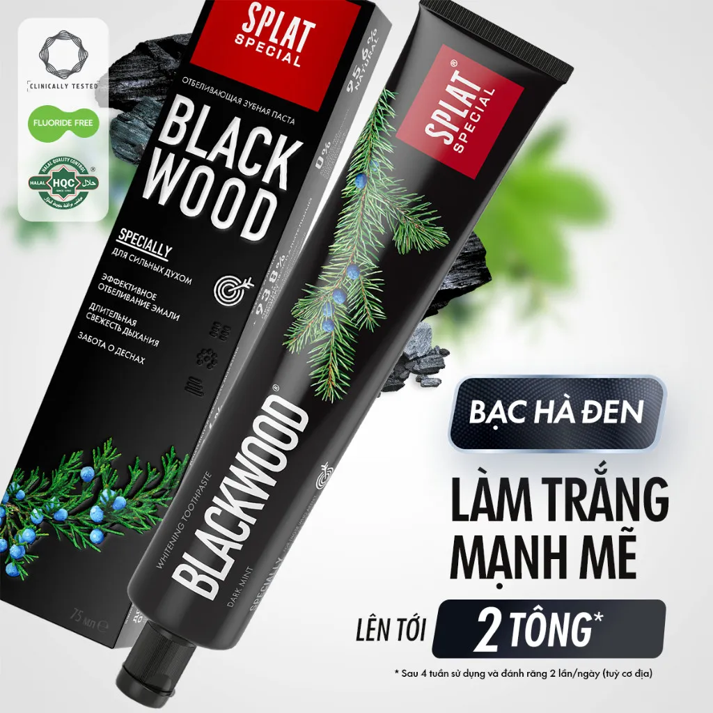 Ảnh Combo 3 Kem Đánh Răng Than Hoạt Tính SPLAT Blackwood Làm Trắng Răng, Thơm Miệng 75ml 1