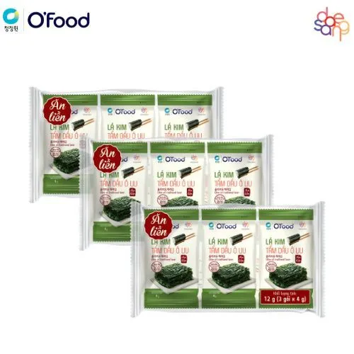 Ảnh Combo 3 lốc (9 gói)  rong biển / Lá kim 4G tẩm dầu Oliu O'food giòn, thơm, gia vị vừa miệng, ăn liền hoặc ăn kèm 3