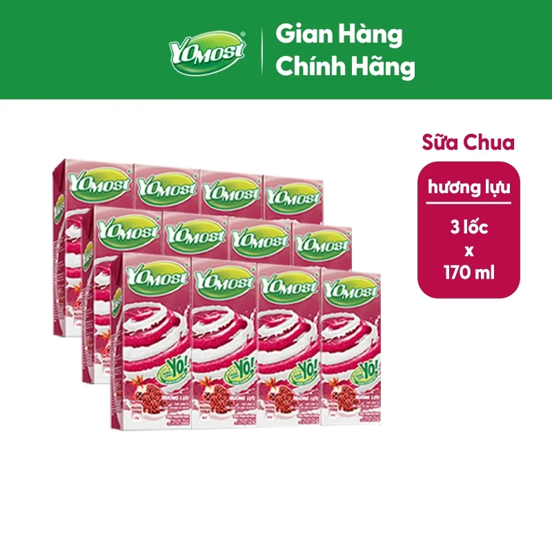 Ảnh Combo 3 Lốc sữa chua lên men tự nhiên Yomost hương lựu 4x170ml/lốc 1
