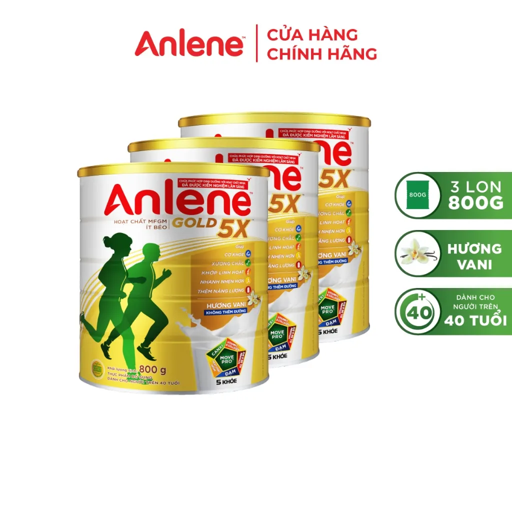 Ảnh Combo 3 lon Sữa Bột Anlene Gold Hương Vani 800g 1