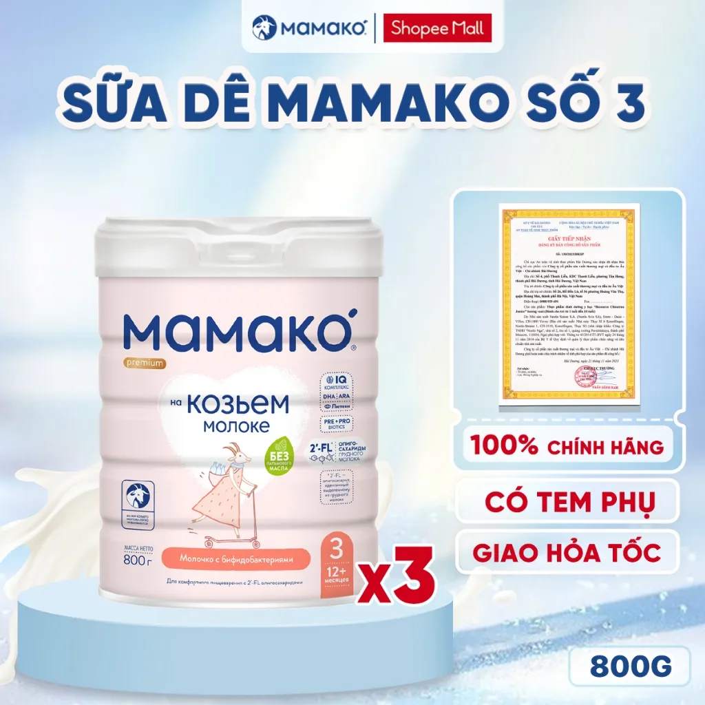 Ảnh COMBO 3 LON Sữa Dê Công Thức MAMAKO Premium Số 3 - 800g 3
