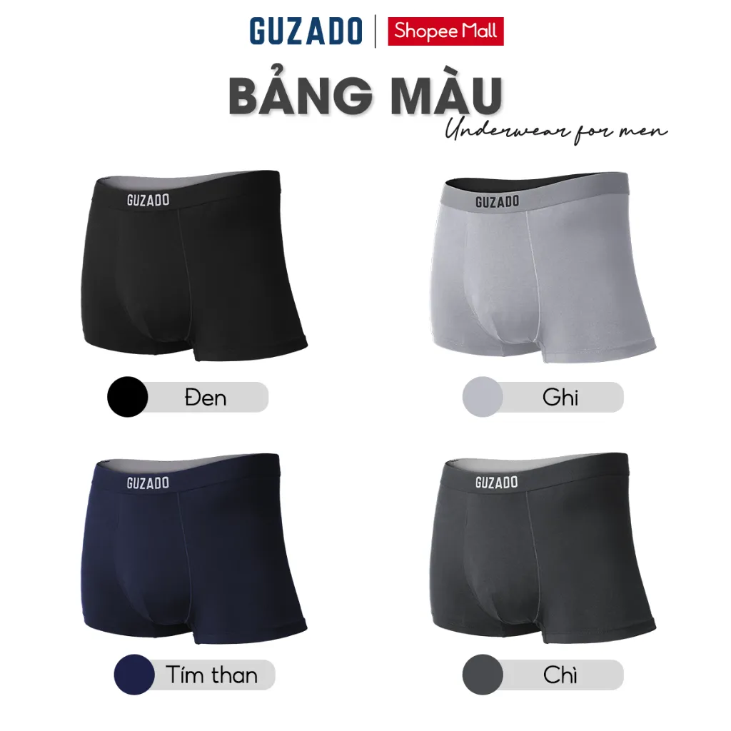 Ảnh Combo 3 Quần Lót Boxer Nam Guzado Cotton Compact Dáng Trunk Co Giãn Thoáng Khí Vượt Trội CB3GBX 2