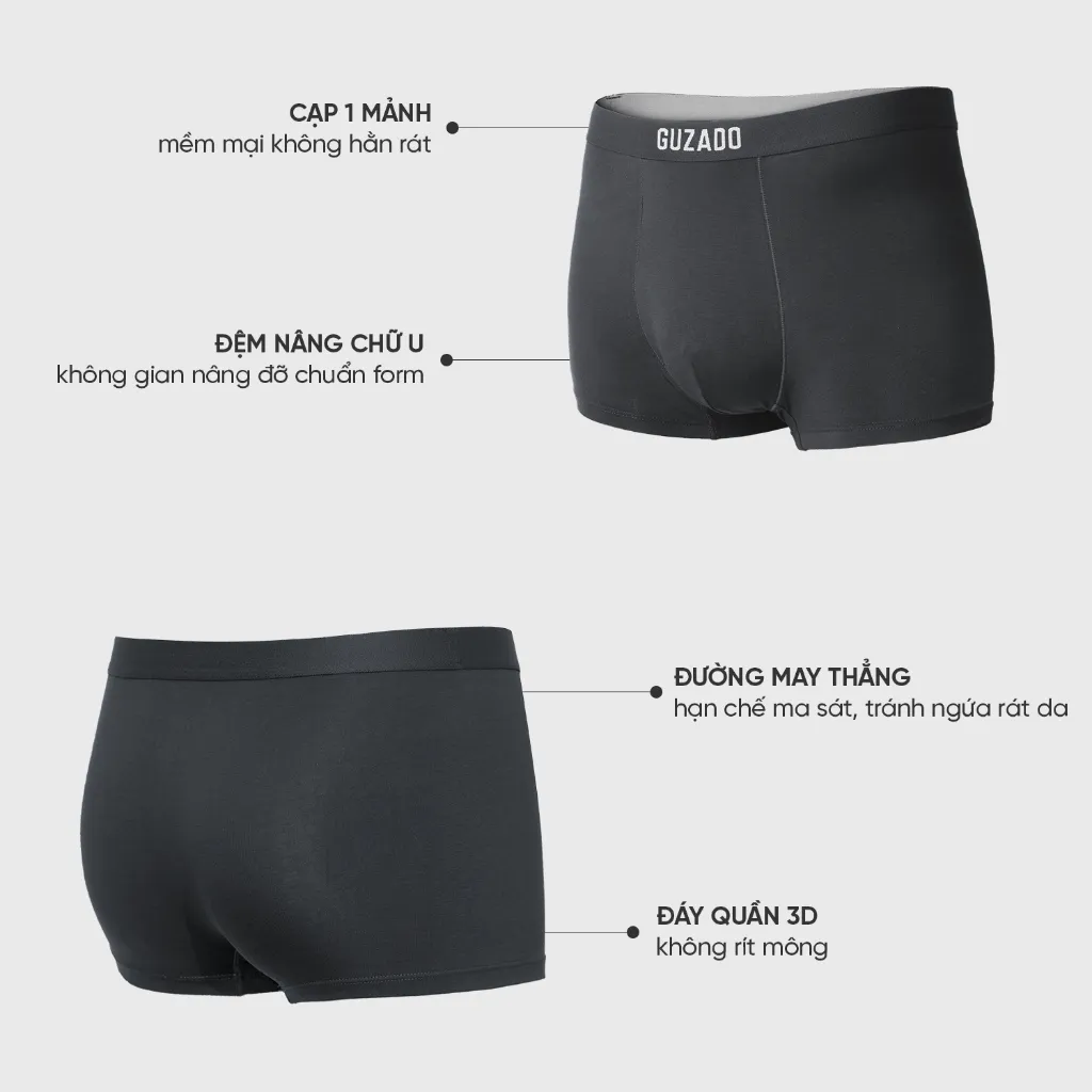 Ảnh Combo 3 Quần Lót Boxer Nam Guzado Cotton Compact Dáng Trunk Co Giãn Thoáng Khí Vượt Trội CB3GBX 4