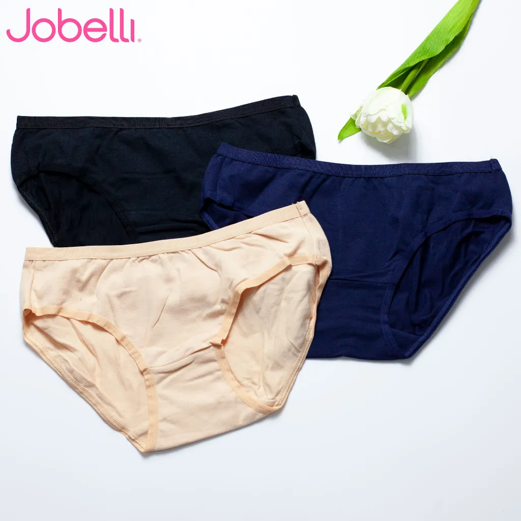 Ảnh Combo 3 Quần lót nữ trơn chất liệu cotton spandex, lưng bản nhỏ thoải mái dễ chịu JOBELLI 1276 1