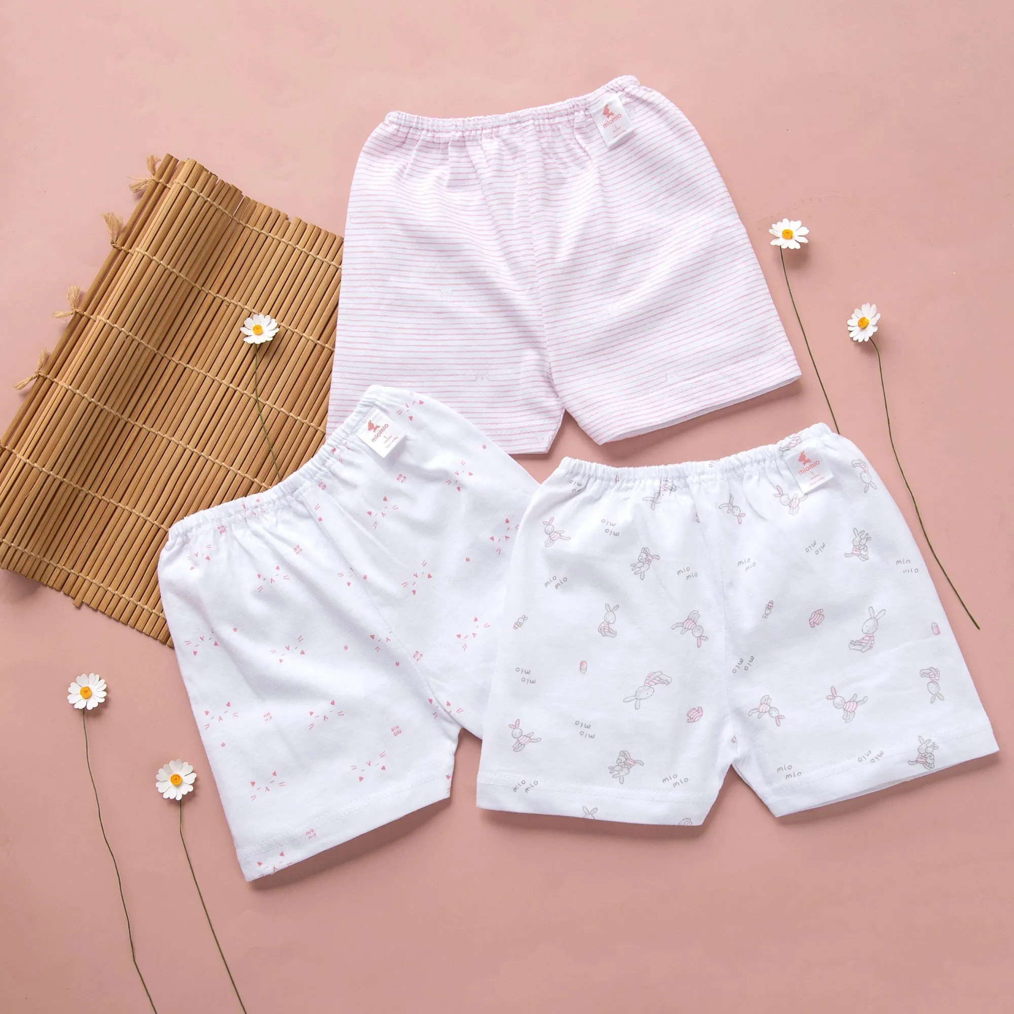 Ảnh Combo 3 Quần Ngắn Sơ Sinh MIOMIO Cho Bé Trai, Bé Gái (Từ 0 - 24 Tháng), Vải Cotton 2