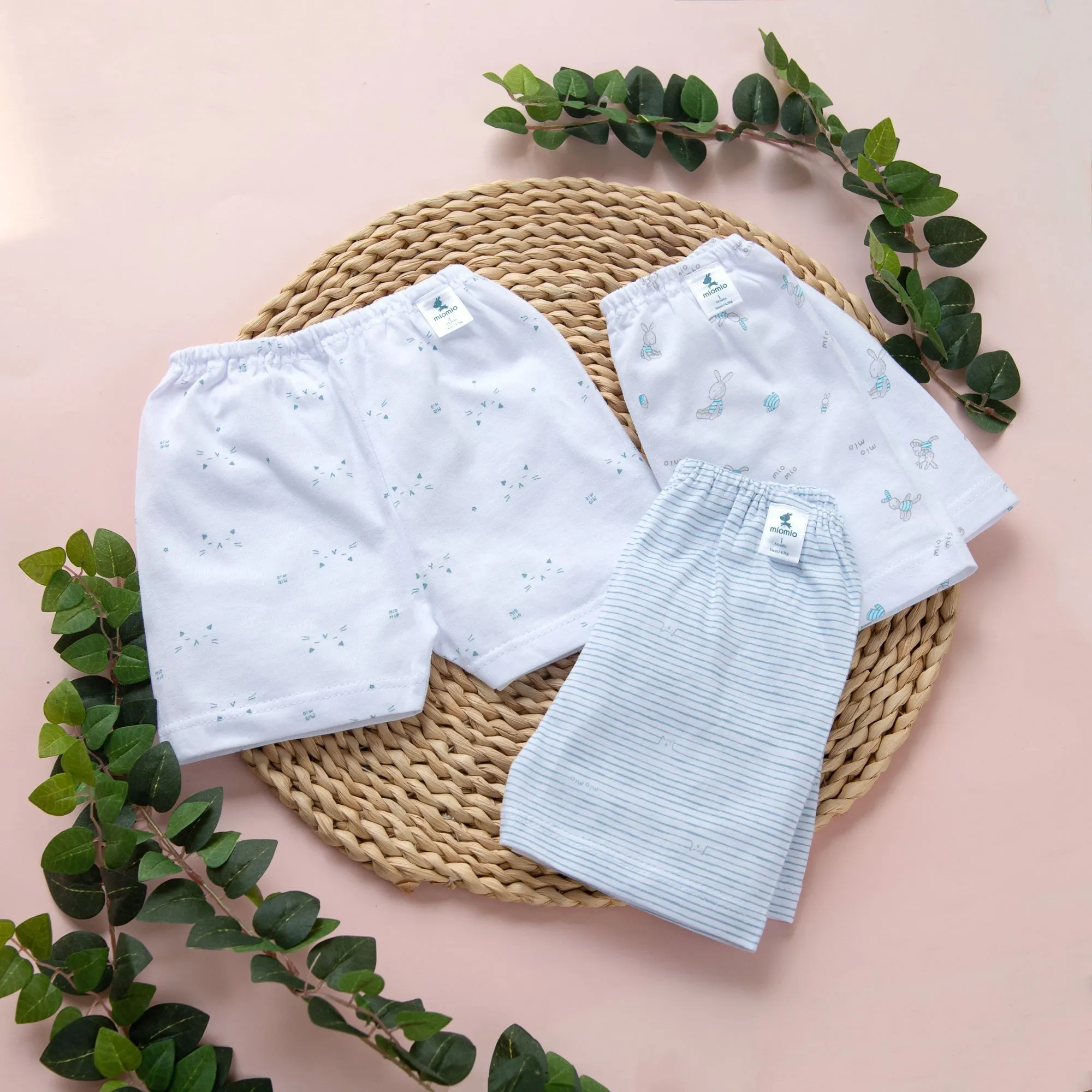 Ảnh Combo 3 Quần Ngắn Sơ Sinh MIOMIO Cho Bé Trai, Bé Gái (Từ 0 - 24 Tháng), Vải Cotton 3