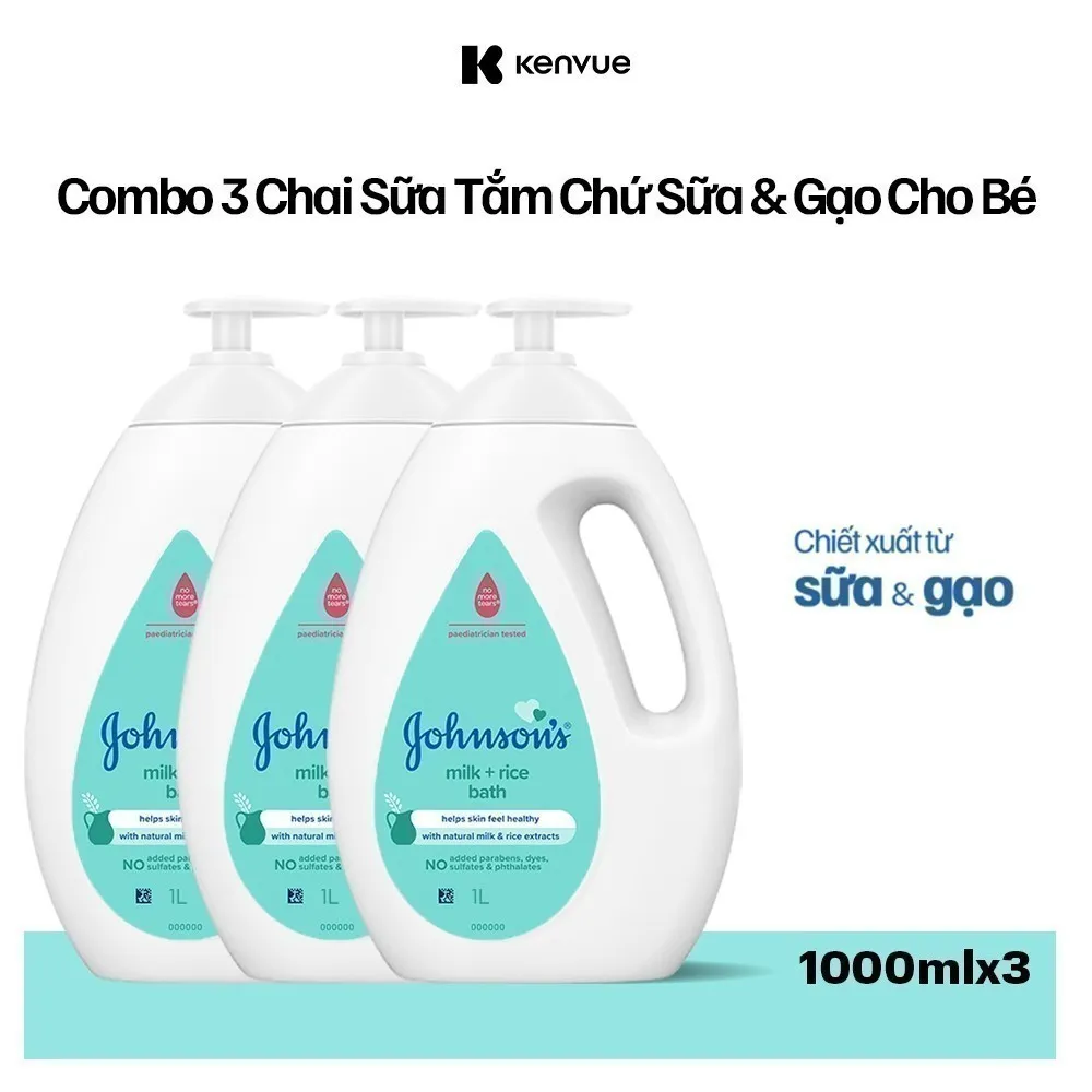 Ảnh Combo 3 Sữa tắm Johnson's Baby Chứa Sữa & Gạo/Sữa Gạo & Yến Mạch/Sữa & Yến Mạch 1000ml/chai 2