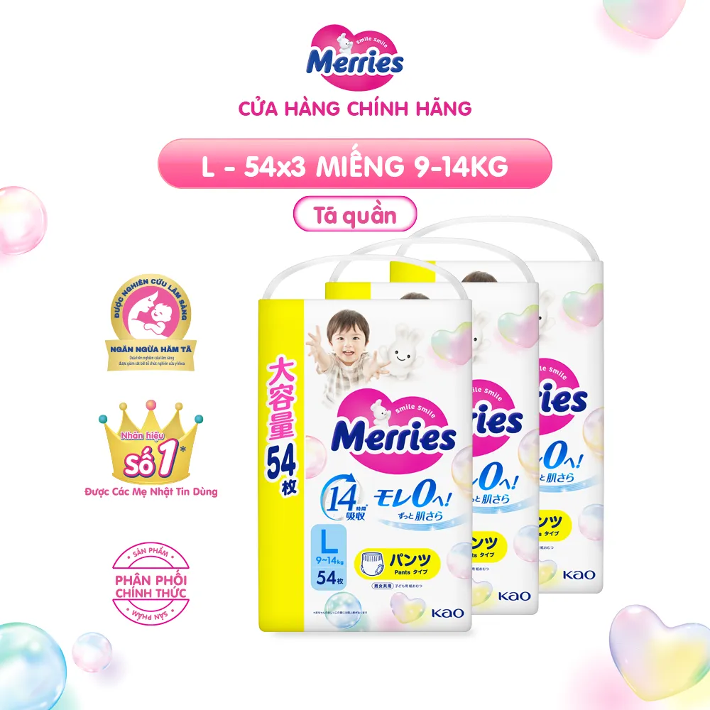Ảnh Combo 3 Tã/bỉm quần Merries Jumbo Đủ Size L54/XL46/XXL30 2
