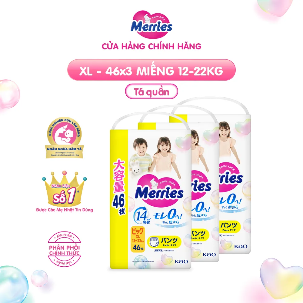 Ảnh Combo 3 Tã/bỉm quần Merries Jumbo Đủ Size L54/XL46/XXL30 3