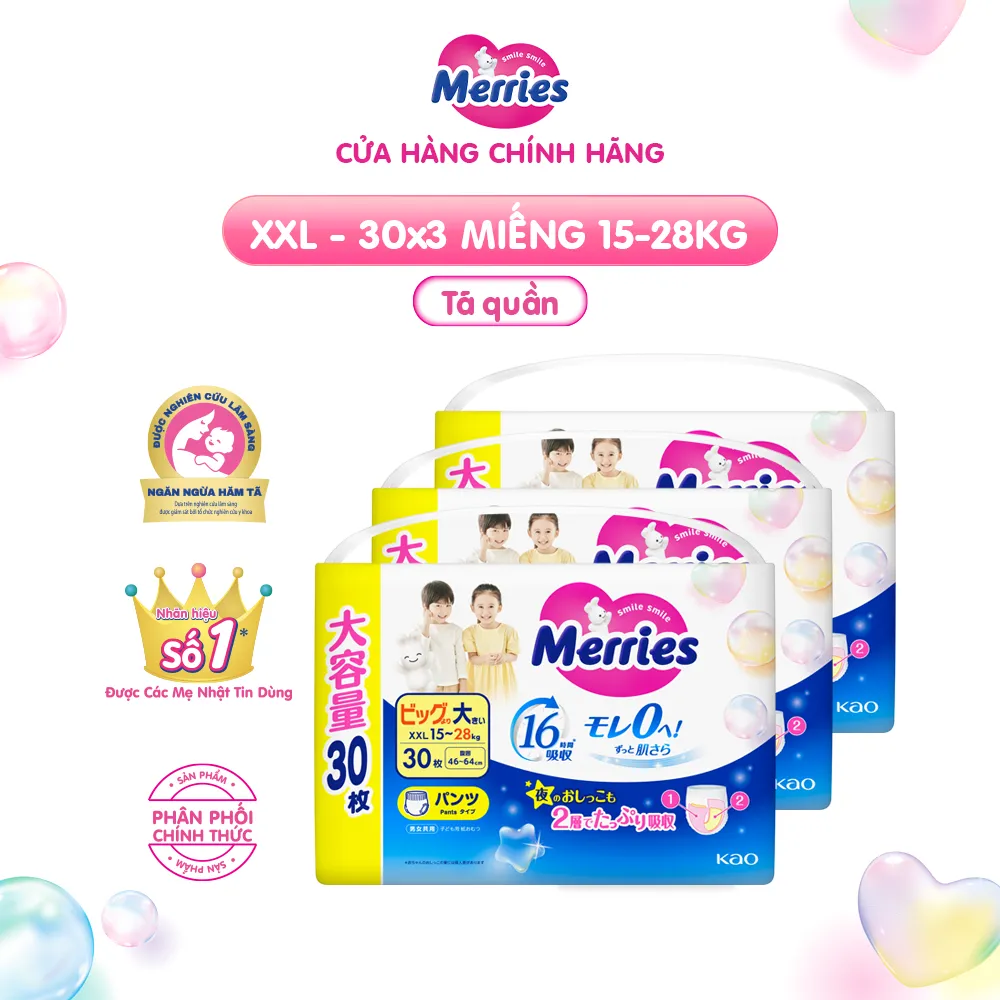Ảnh Combo 3 Tã/bỉm quần Merries Jumbo Đủ Size L54/XL46/XXL30 4