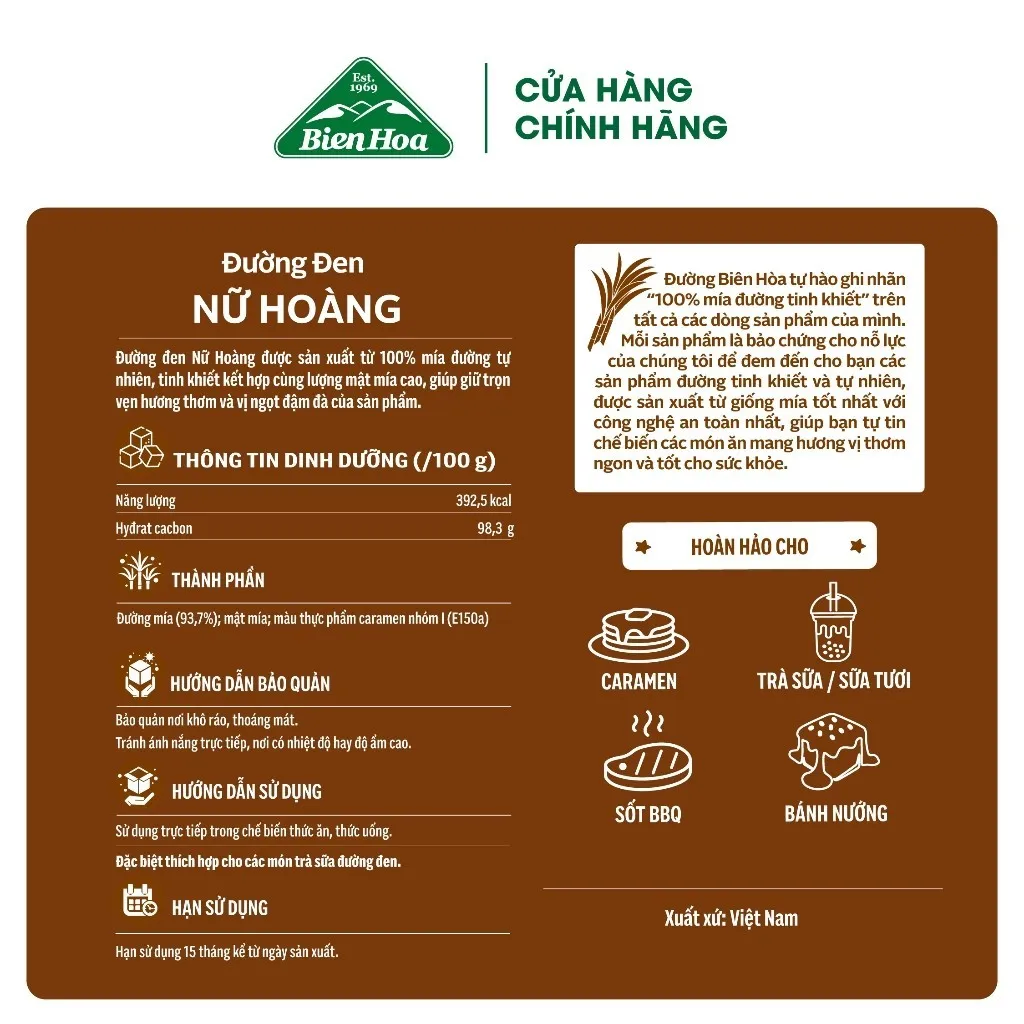 Ảnh Combo 3 Túi Đường đen nữ hoàng Biên Hòa 1kg/túi 1