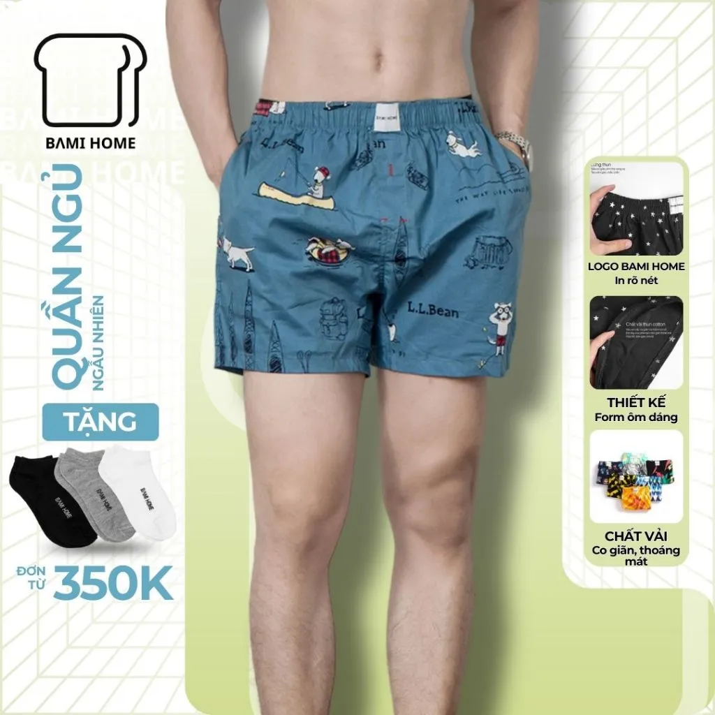 Ảnh COMBO 3-5 quần đùi cotton mẫu ngẫu nhiên BAMI HOME, mặc ngủ, mặc nhà có túi mềm mại thoáng mát QNCT2 1