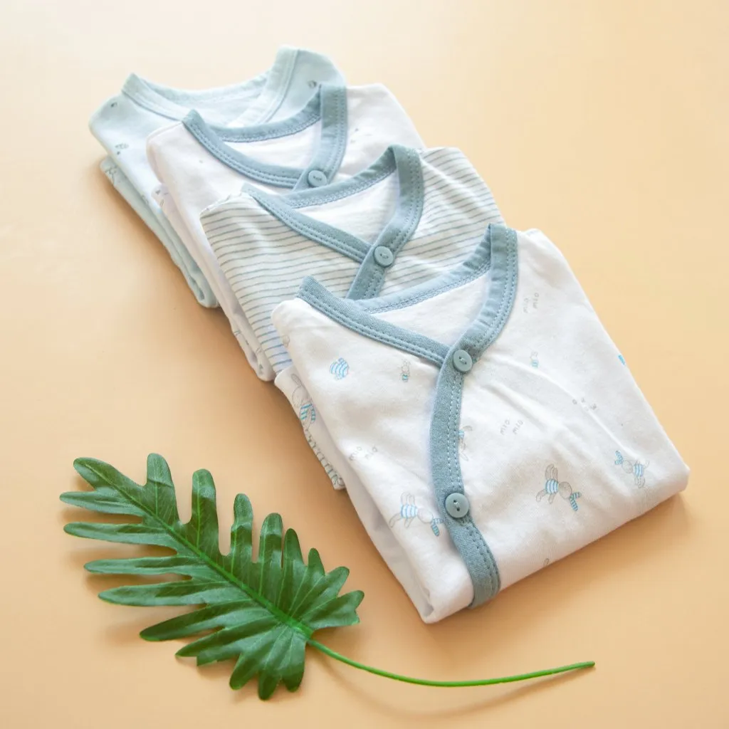 Ảnh Combo 4 Áo Sơ Sinh Dài Tay Cài Lệch MIOMIO - Cho Bé Trai, Bé Gái (Từ 0-3M), Vải Cotton 3