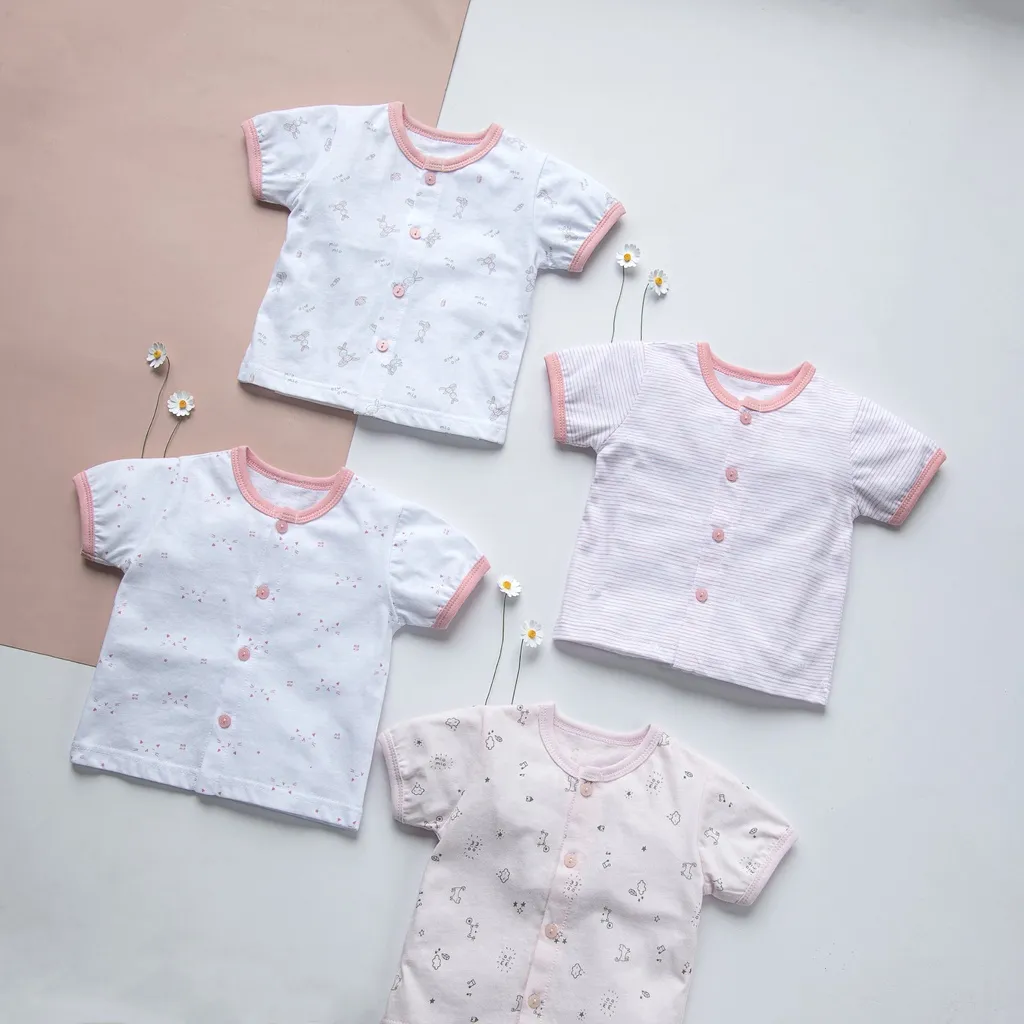 Ảnh Combo 4 Áo Tay Cộc Sơ Sinh MIOMIO Vải Cotton- Bé Trai,Gái (Từ 0-24 Tháng) Thiết Kế Mùa HèThoáng Mát 3