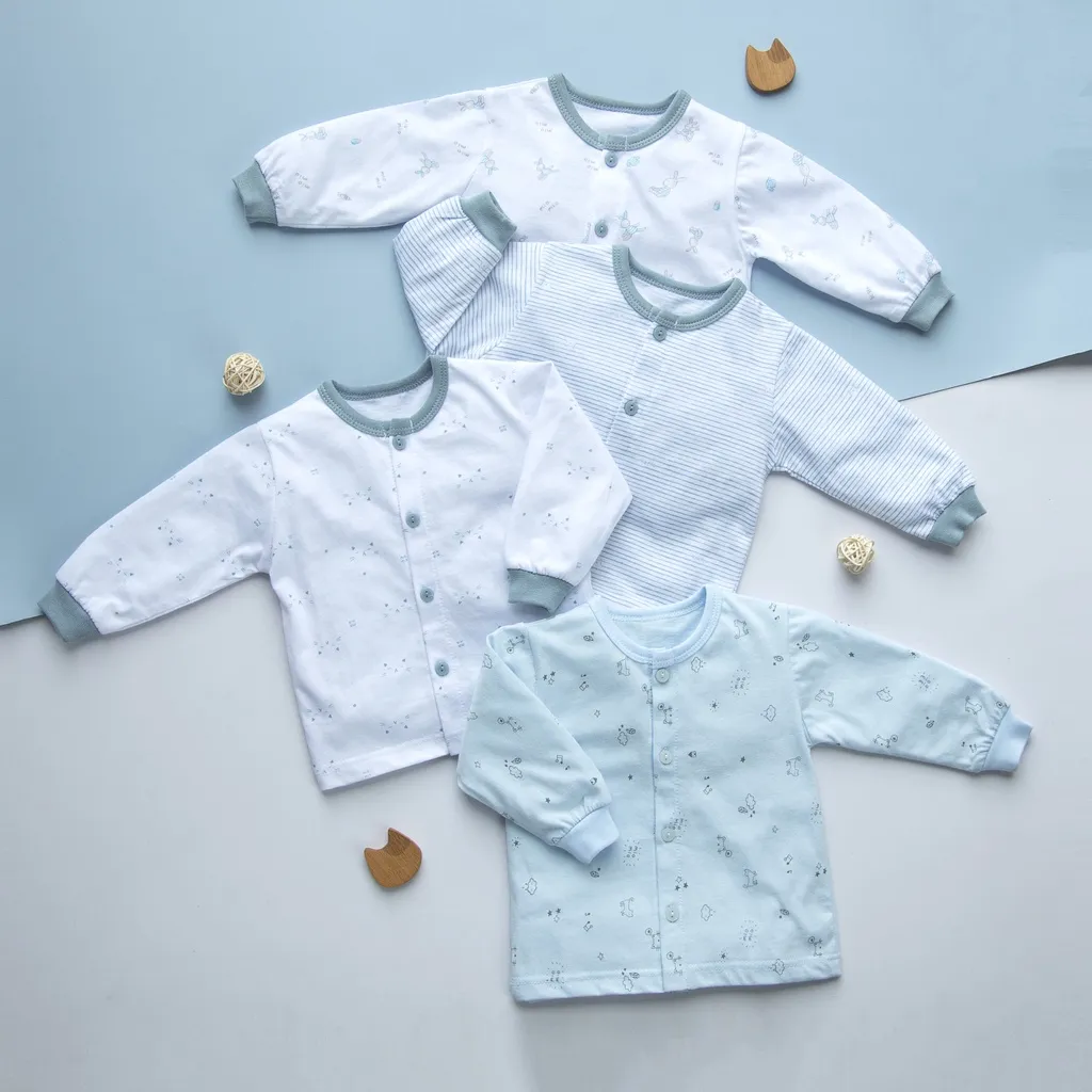 Ảnh Combo 4 Áo Tay Dài Sơ Sinh MIOMIO Cho Bé Trai, Bé Gái (Từ 0-24 Tháng), Vải Cotton 3
