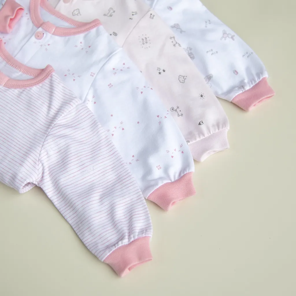 Ảnh Combo 4 Áo Tay Dài Sơ Sinh MIOMIO Cho Bé Trai, Bé Gái (Từ 0-24 Tháng), Vải Cotton 4