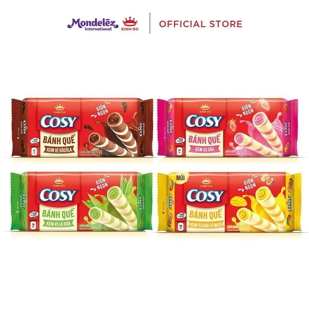 Ảnh Combo 4 Bánh Quế Cosy 4 Vị Ngẫu Nhiên (Socola, Xoài Xí Muội, Lá Dứa, Dâu) 2