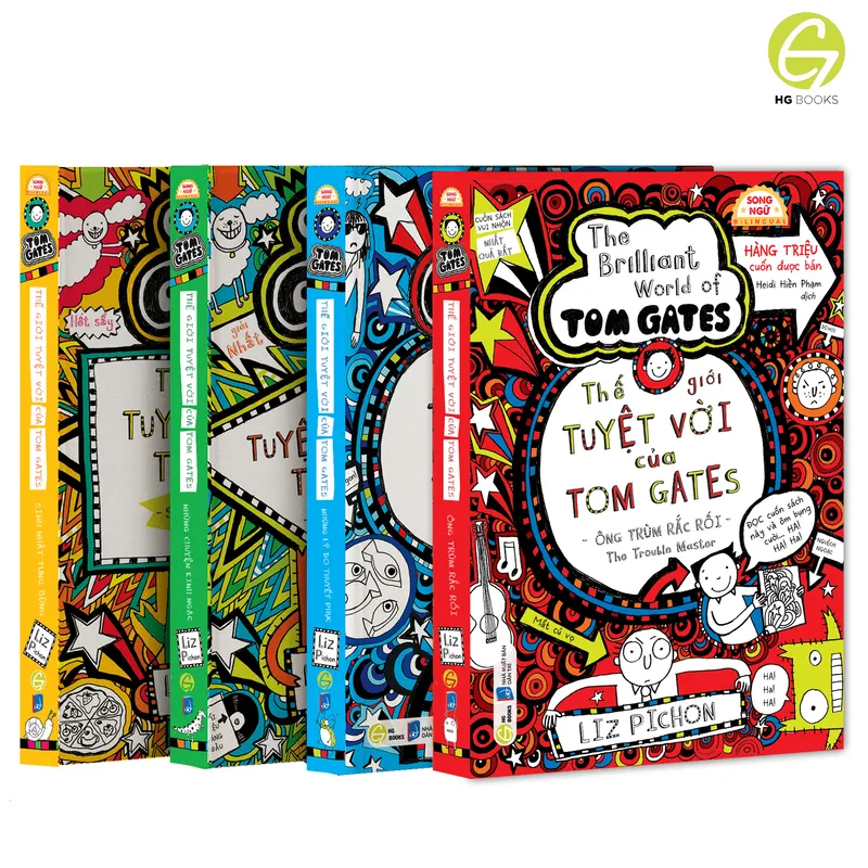 Ảnh Combo 4 cuốn Tom Gates bản tiếng Việt & Song ngữ Việt-Anh - The Brilliant World of Tom Gates series Liz Pichon 2