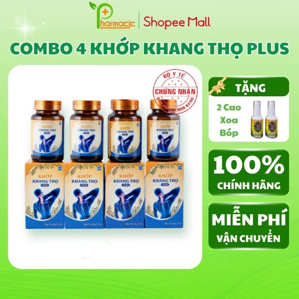 Ảnh Combo 4 Hộp Khớp Khang Thọ PLUS và 2 Xịt Khang Thọ Chính Hãng - Hỗ Trợ Giảm Đau Nhức Hiệu Quả 1