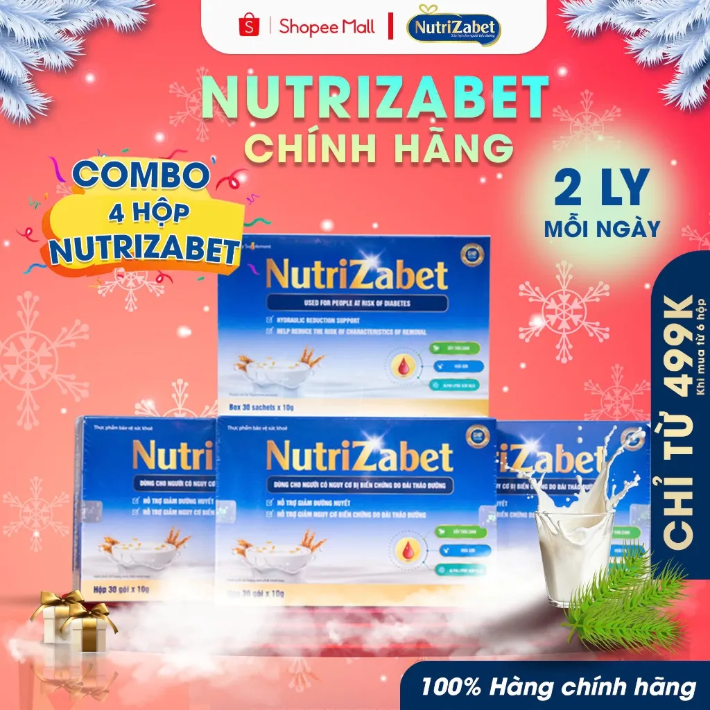 Ảnh Combo 4 Hộp Sữa Hạt Tiểu Đường NutriZabet - Giúp Ổn Định Đường Huyết, Ngăn Ngừa Biến Chứng 1
