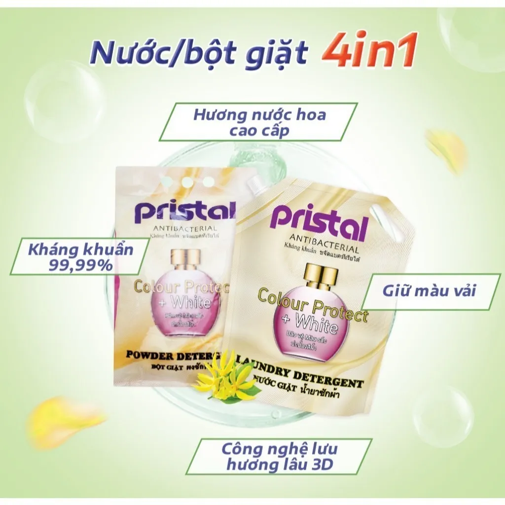 Ảnh Combo 4 nước giặt sinh học Pristal giữ màu, làm mềm vải, túi 2L nước giặt quần áo an toàn cho da em bé 2