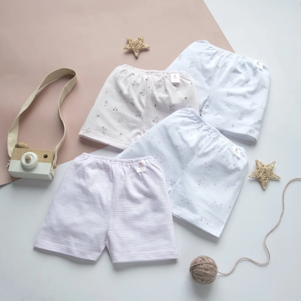 Ảnh Combo 4 Quần Ngắn Sơ Sinh MIOMIO Cho Bé Trai, Bé Gái (Từ 0 - 24 Tháng), Vải Cotton 3