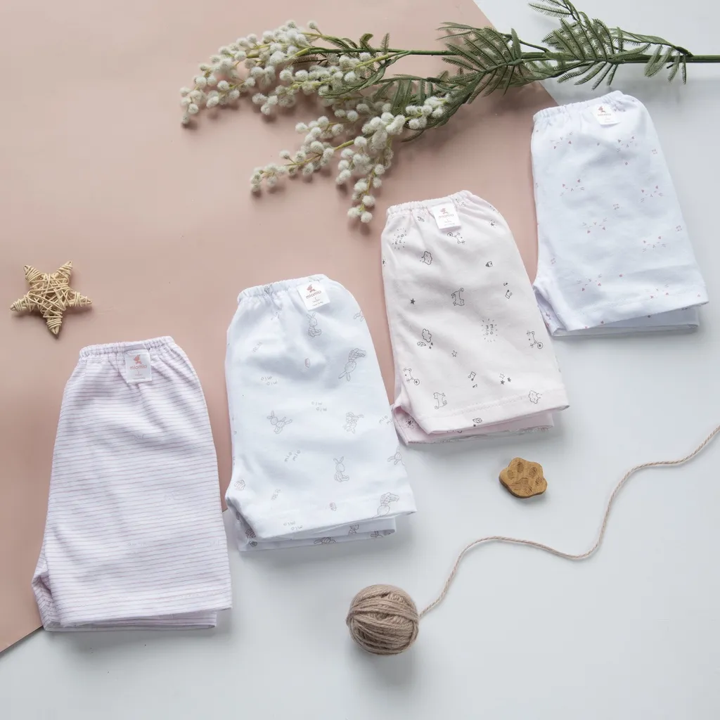 Ảnh Combo 4 Quần Ngắn Sơ Sinh MIOMIO Cho Bé Trai, Bé Gái (Từ 0 - 24 Tháng), Vải Cotton 4