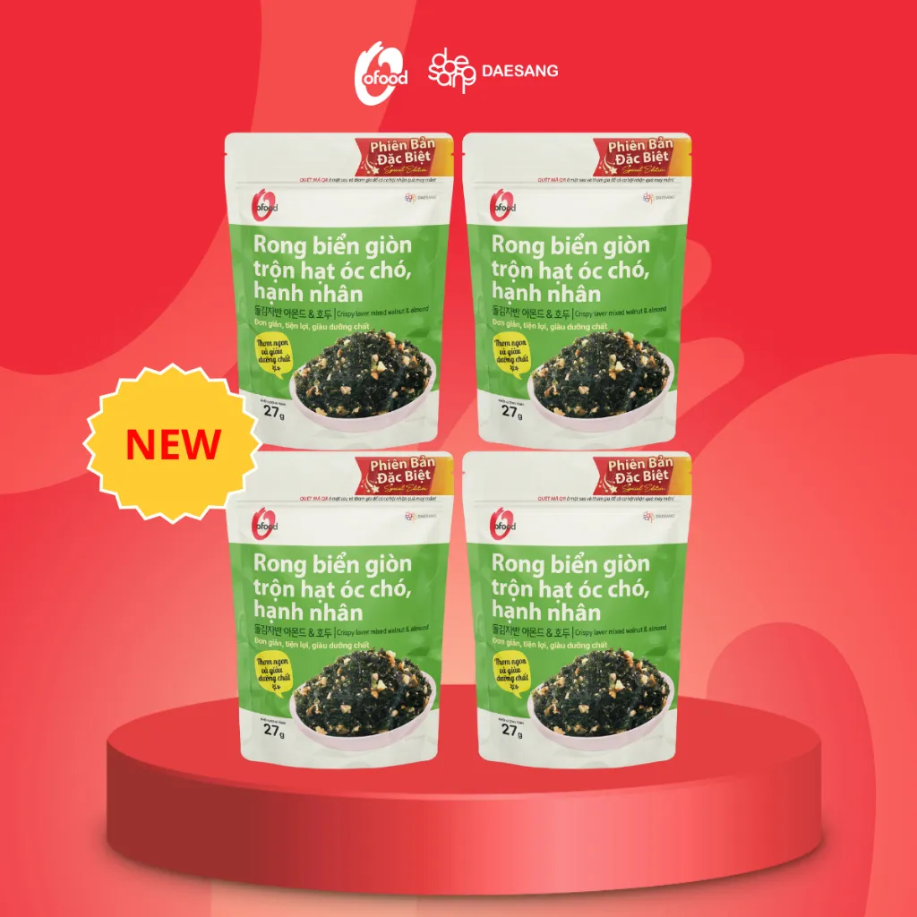 Ảnh Combo 4 rong biển giòn trộn 4 vị O'food gói 27g, ăn vặt, trộn cơm 1