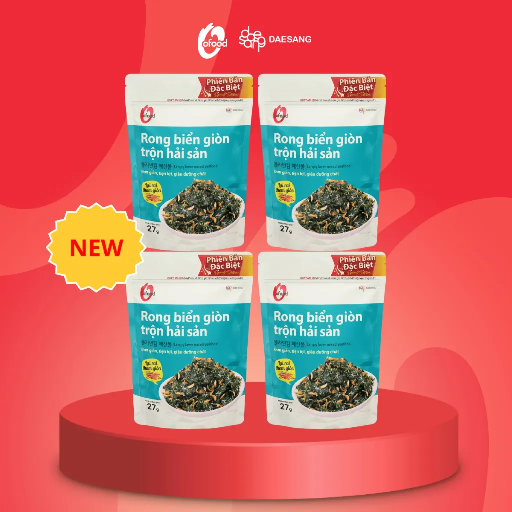 Ảnh Combo 4 rong biển giòn trộn 4 vị O'food gói 27g, ăn vặt, trộn cơm 3