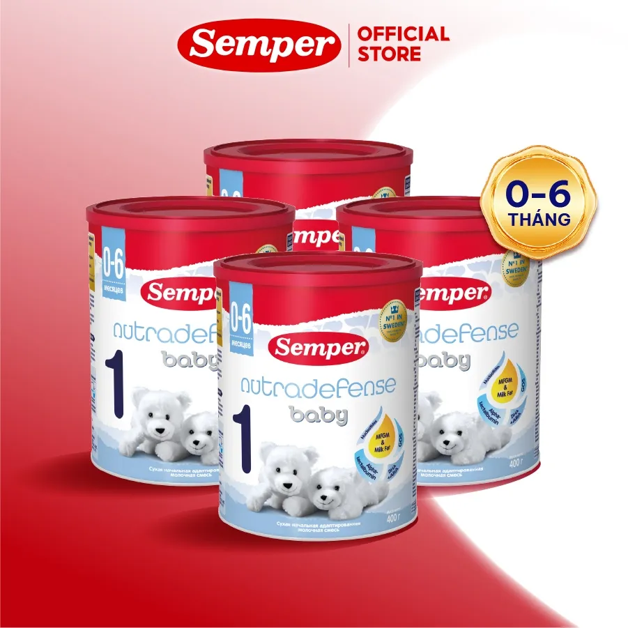Ảnh Combo 4 Sữa bột giúp bé tăng cân,dễ tiêu hóa, tăng đề kháng, phát triển trí não Semper Nutradefense Baby 1 400g 1