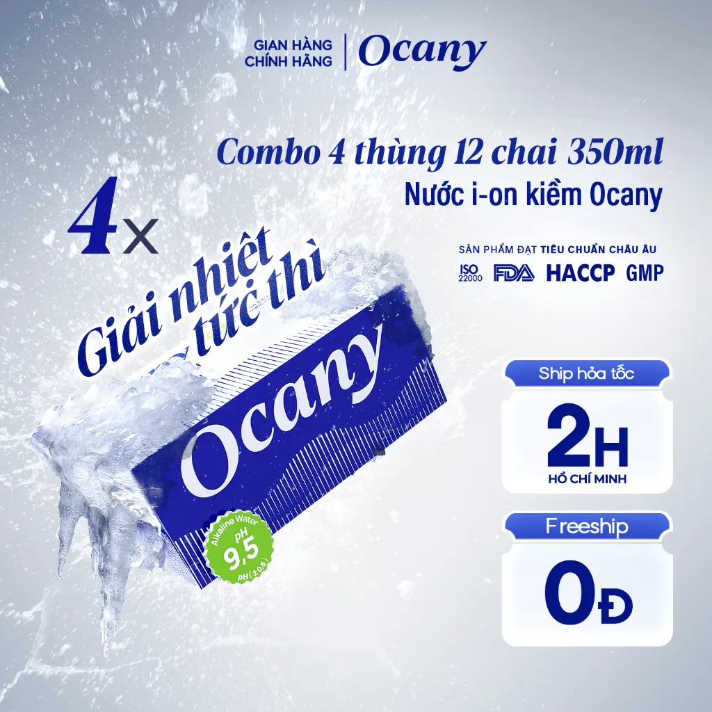 Ảnh Combo 4 thùng 24 chai nước ion kiềm Ocany chai 350ml 1