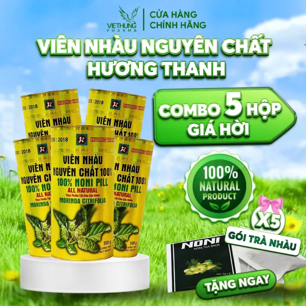 Ảnh Combo 5 Hộp Viên Nhàu Nguyên Chất Noni Hương Thanh, 100% Từ Quả Nhàu, Hộp 500g 1