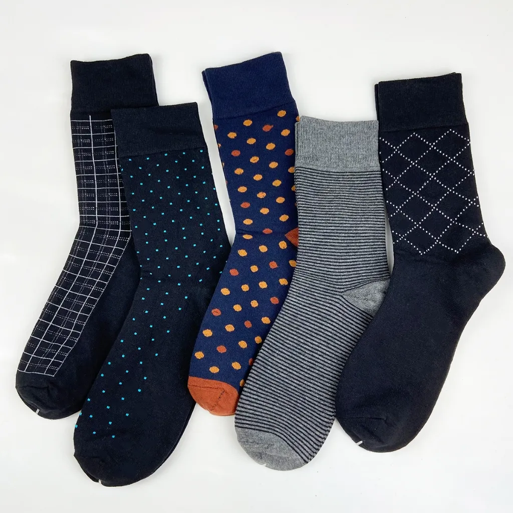 Ảnh Combo 5 Đôi Tất cổ cao văn phòng mang giày tây cao cấp họa tiết RANO chất liệu cotton hút mồ hôi co giãn 4 chiều 3