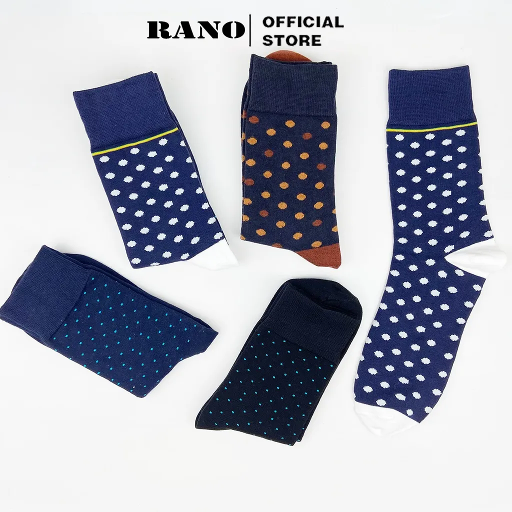 Ảnh Combo 5 đôi tất nam cổ cao công sở mang giầy tây họa tiết chấm bi chất liệu Cotton cao cấp thương hiệu RANO 3