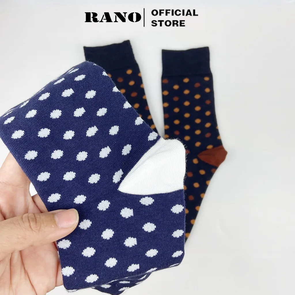 Ảnh Combo 5 đôi tất nam cổ cao công sở mang giầy tây họa tiết chấm bi chất liệu Cotton cao cấp thương hiệu RANO 4