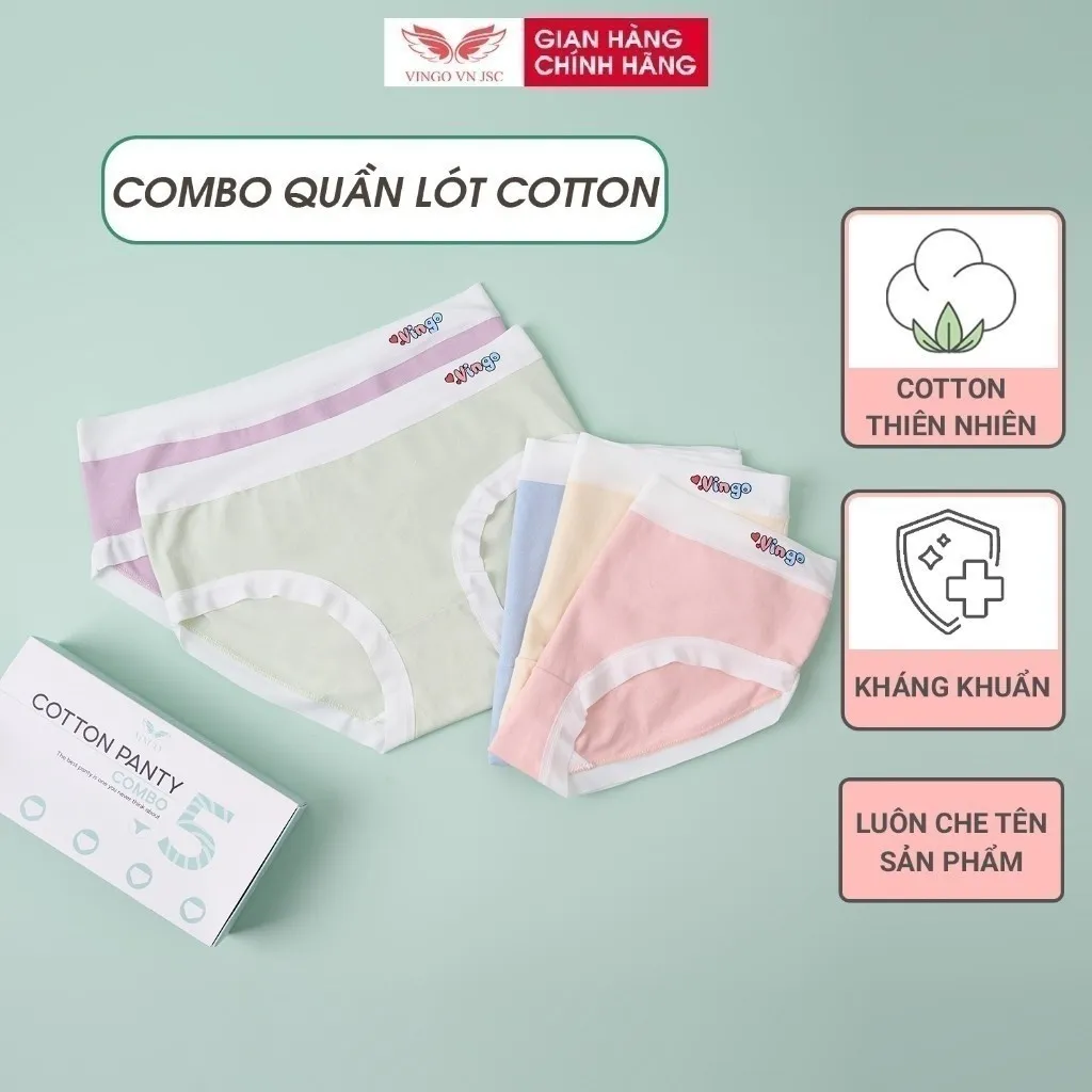 Ảnh Combo 5 quần lót cotton trơn kháng khuẩn VINGO CB88 VNGO 3