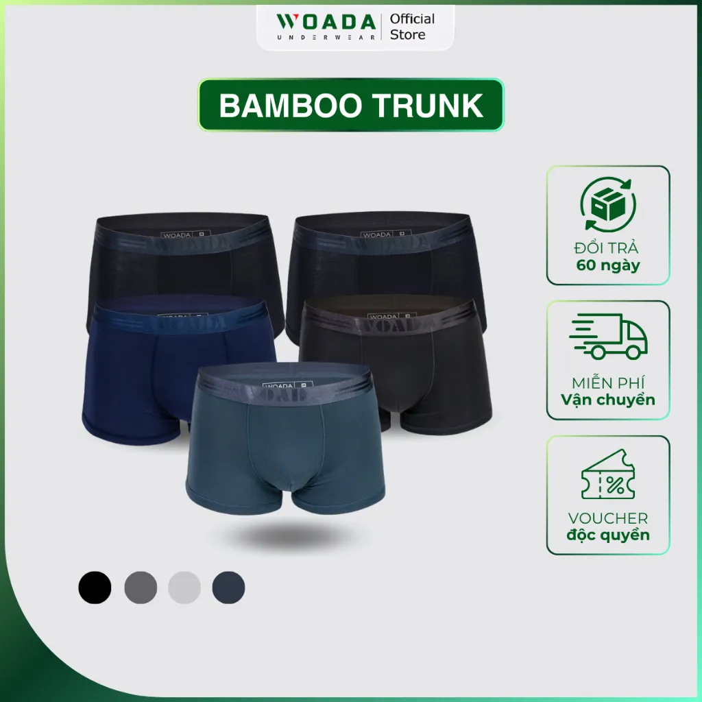 Ảnh [COMBO 5] Quần Lót Nam Dáng Trunk Chất Liệu Bamboo Cao Cấp Kháng Khuẩn Thương Hiệu Woada LK152 1