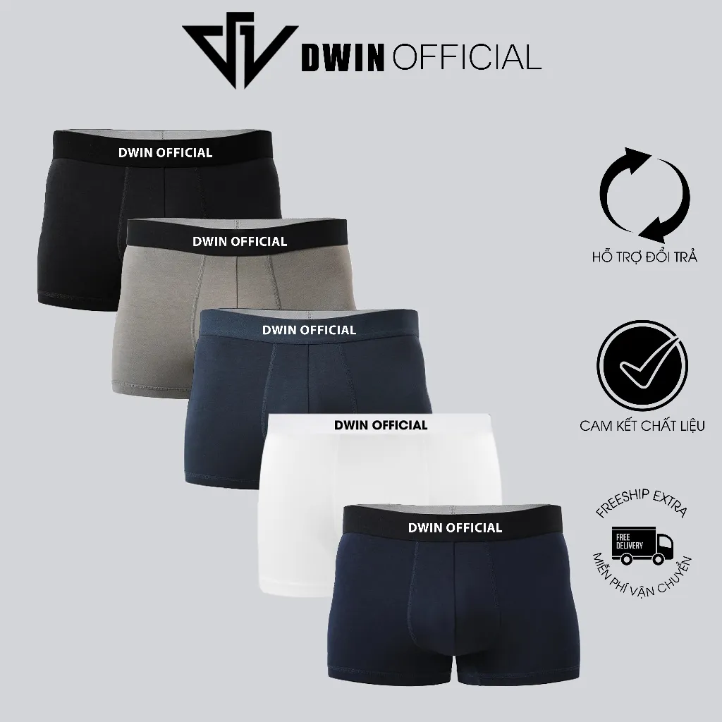 Ảnh Combo 5 quần lót nam DWIN sịp đùi kháng khuẩn cao cấp boxer tam giác vải thun lạnh co dãn 4 chiều 1