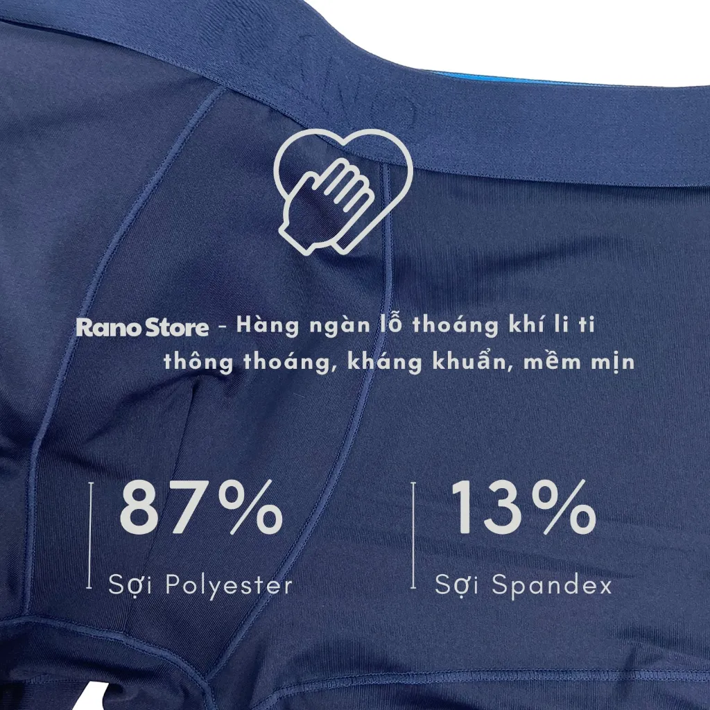 Ảnh Combo 5 quần lót nam đùi boxer RANO vải thun lạnh mềm mại cao cấp co dãn 4 chiều thoáng khí cạp lưng to 3.5cm 4