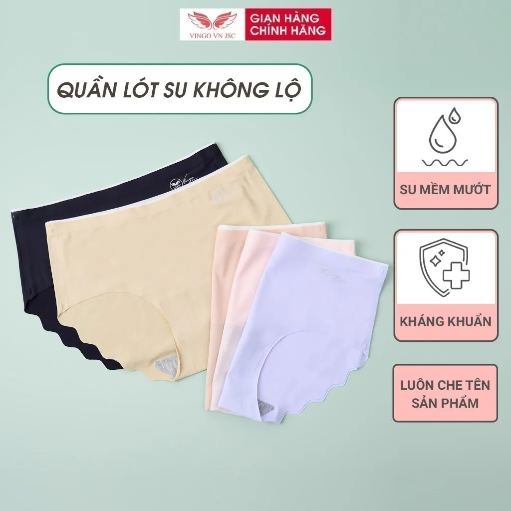 Ảnh Combo 5 quần lót nữ su VINGO viền sóng không hằn đáy 2 lớp cotton kháng khuẩn hàng Việt Nam CB39 2
