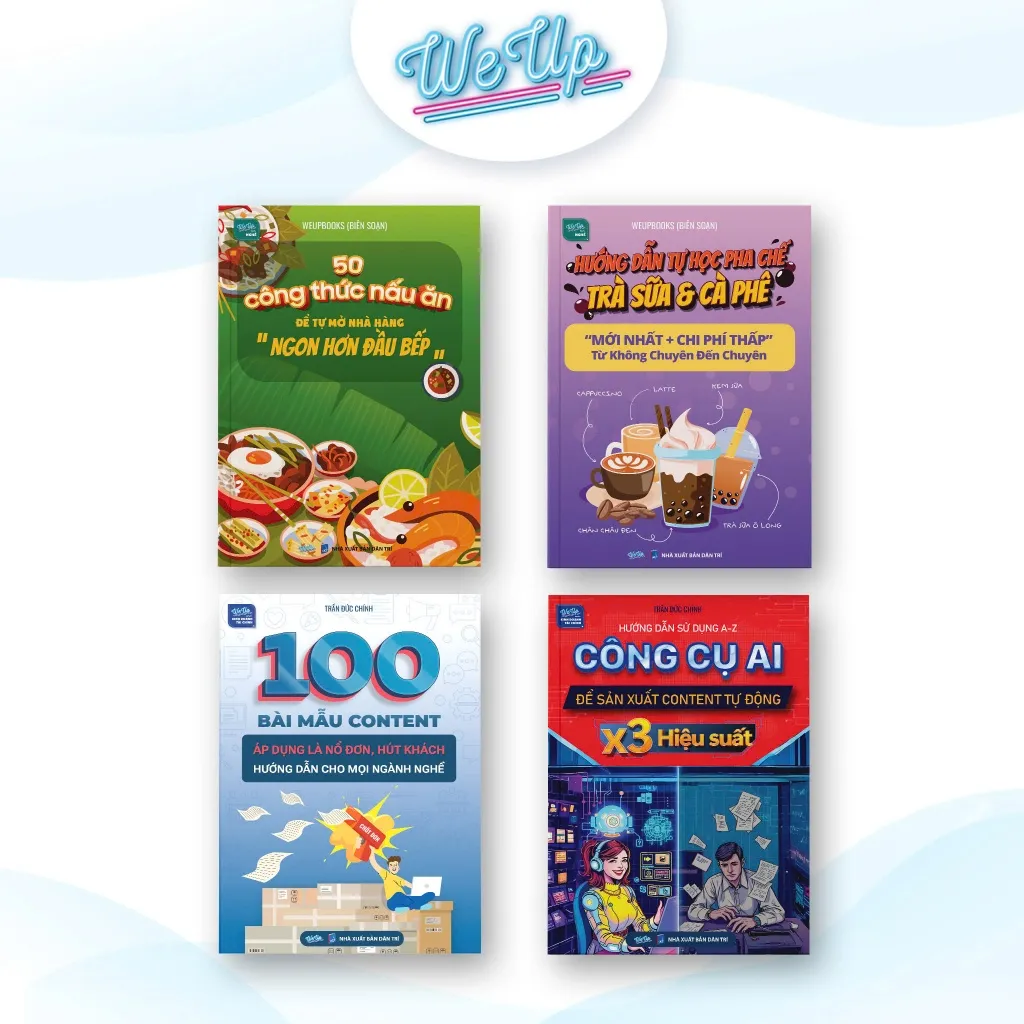 Ảnh Combo 5 sách:50 công thức nấu ăn, HD pha chế "Trà sữa & Cà phê",100 mẫu content, AI Content, Tự do TC, Vitamin, Sx Video 1