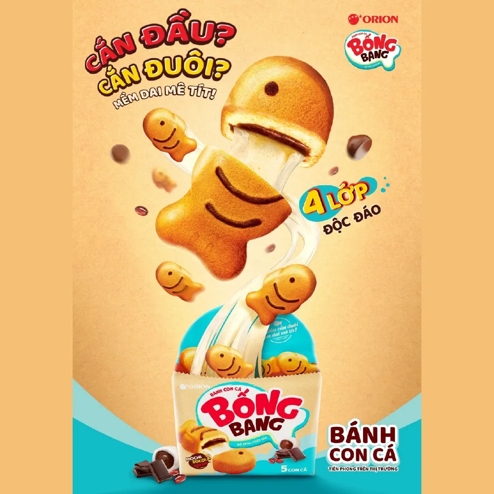 Ảnh Combo 5 Túi Bánh Con Cá Bống Bang nhân Mochi Socola Đậu Đỏ (145g) 2
