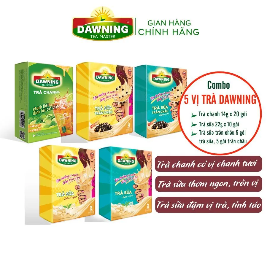Đánh Giá Combo 5 Vị Trà Dawning: Trà Chanh & Trà Sữa Trân Châu Đậm Vị - Mua Ngay!