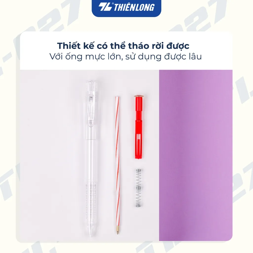 Ảnh Combo 5/10/20 Bút bi Thiên Long TL-027 mực xanh/đỏ/đen/tím ngòi 0.5mm, nét viết đều dành cho học sinh, văn phòng 4