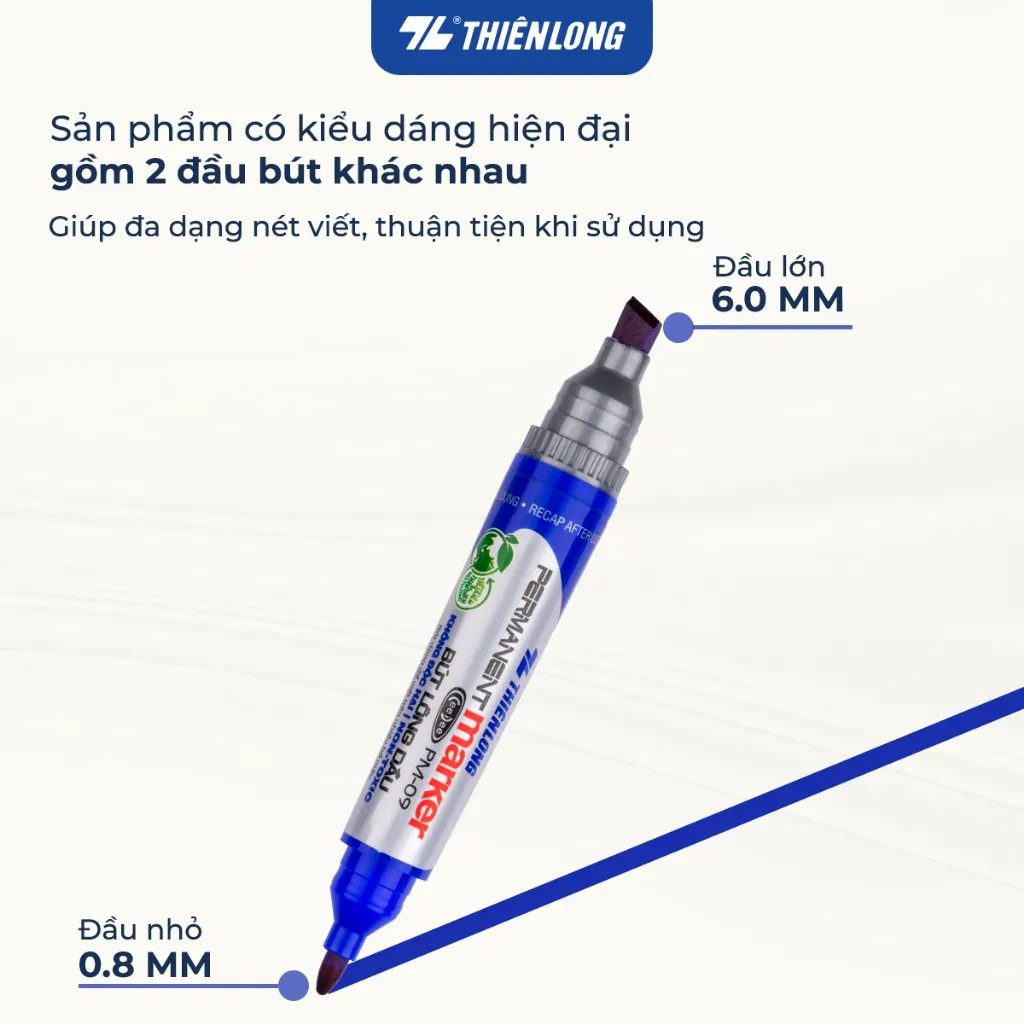 Ảnh Combo 5/10/20 Bút lông dầu 2 đầu bút Thiên Long PM-09, mực đạt tiêu chuẩn Châu Âu, bám dính tốt trên nhiều vật liệu 2
