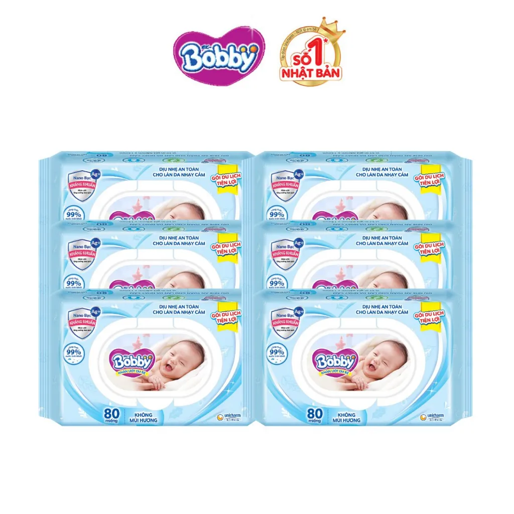Ảnh Combo 6 gói khăn ướt Bobby Care gói Bổ sung 80 1