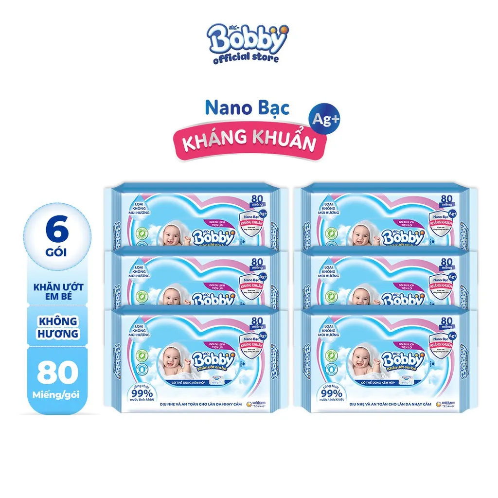 Ảnh Combo 6 gói khăn ướt Bobby Care gói Bổ sung 80 2