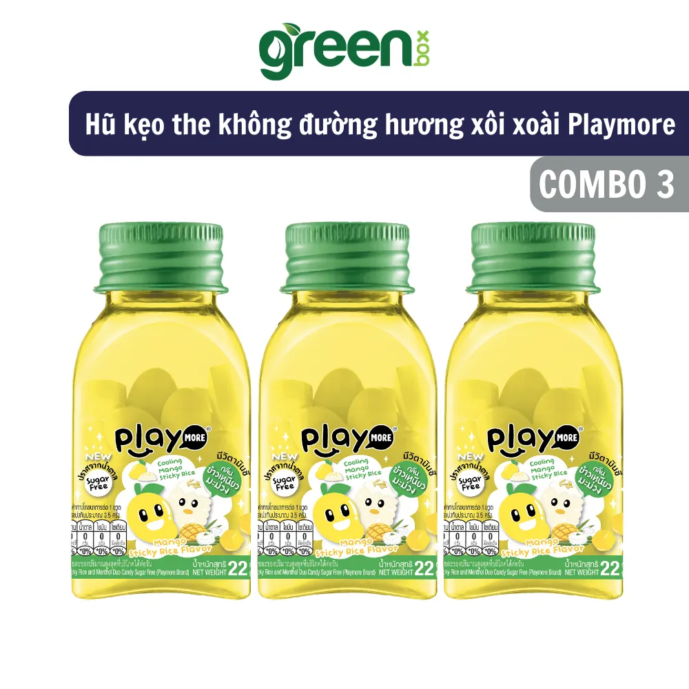 Ảnh Combo 6 hũ kẹo the không đường hương xôi xoài Playmore 22g 2