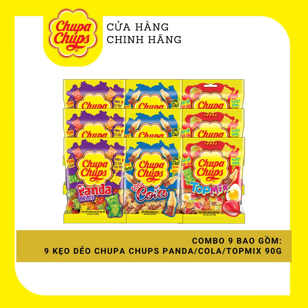 Ảnh COMBO 9 gói kẹo dẻo Chupa Chups và Alpenliebe hương trái cây hỗn hợp, đa dạng hình dáng 1