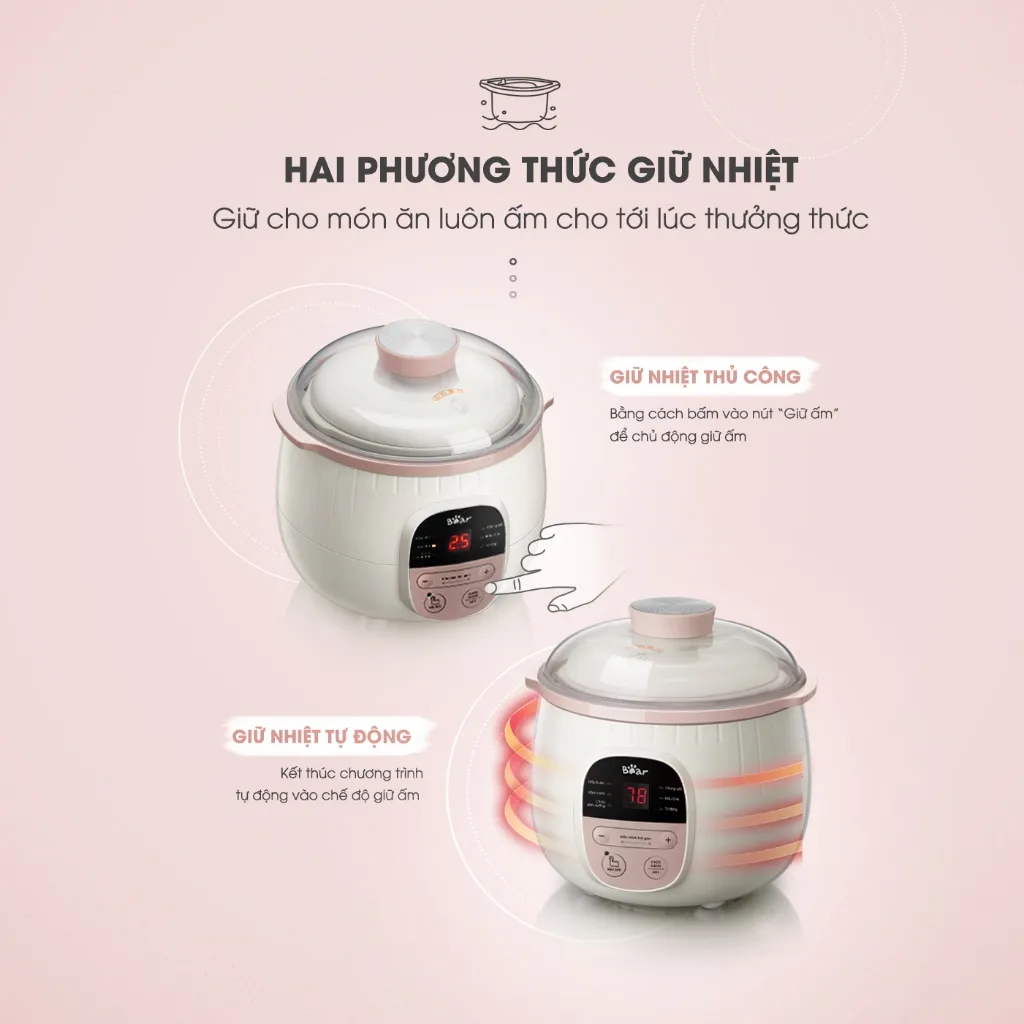 Ảnh Combo Ăn Dặm Nồi Nấu Cháo Chậm 0.8L BEAR SUBE001 và Máy Xay Ăn Dặm 0.3L 8 Lưỡi B03V8 Nồi Nấu Cháo Chậm Máy Xay Thực Phẩm 4